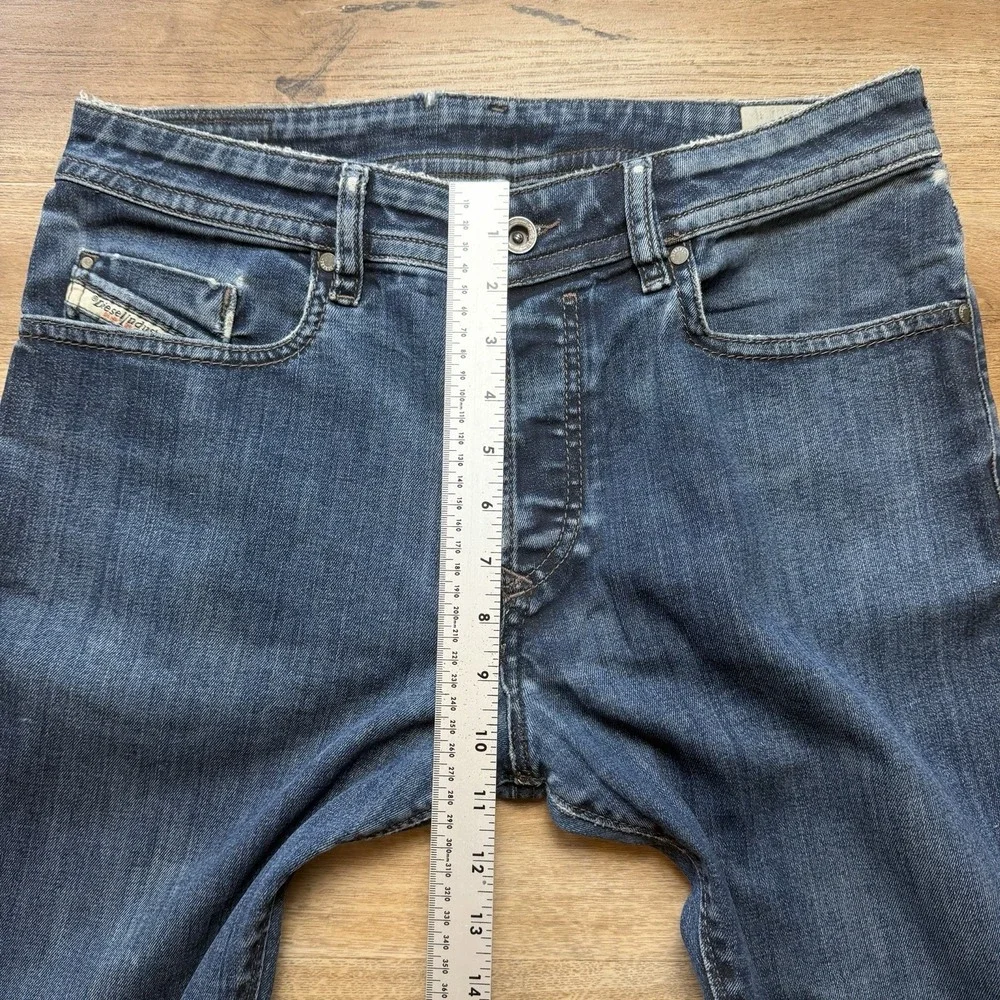 Diesel Buster Jeans Men 31x28 Blue Slim Tapered Stretch Dark Wash 0607A (Hemmed)